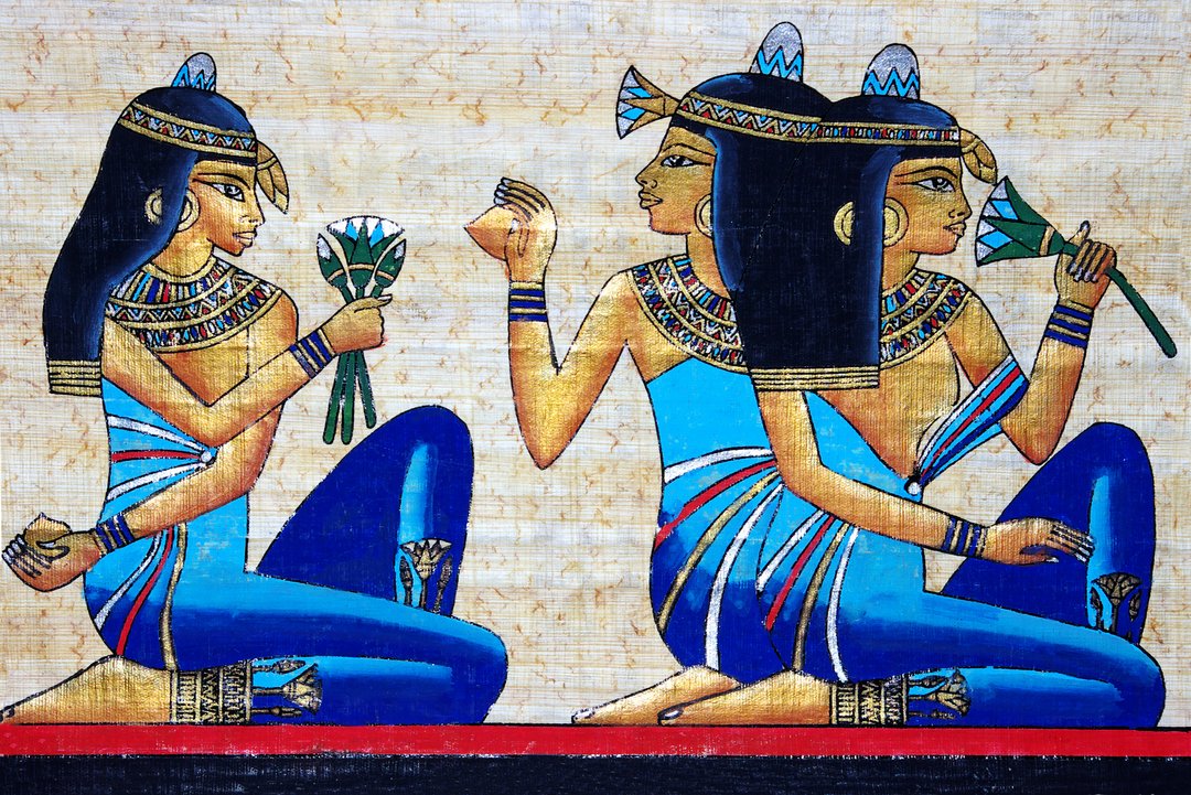 Ancient Egyptian Papyrus depicting blue lotus