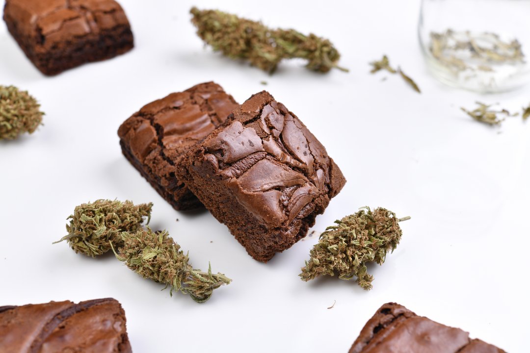 brownies beside cannabis flower