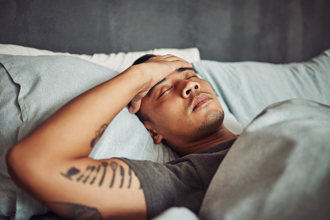 Groggy man napping in the daytime