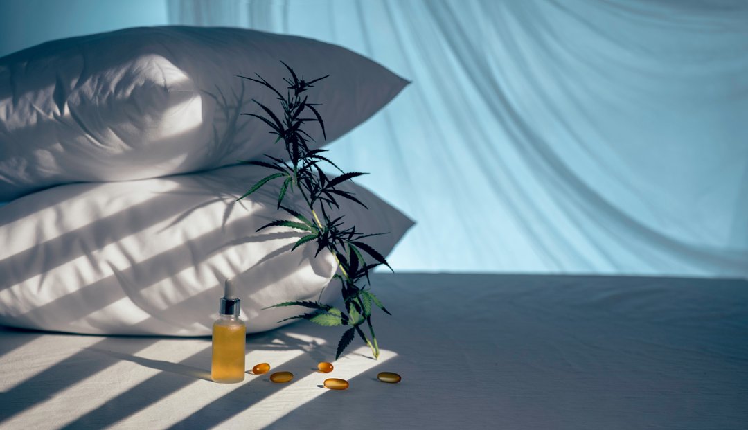 hemp products next to bedtime pillows