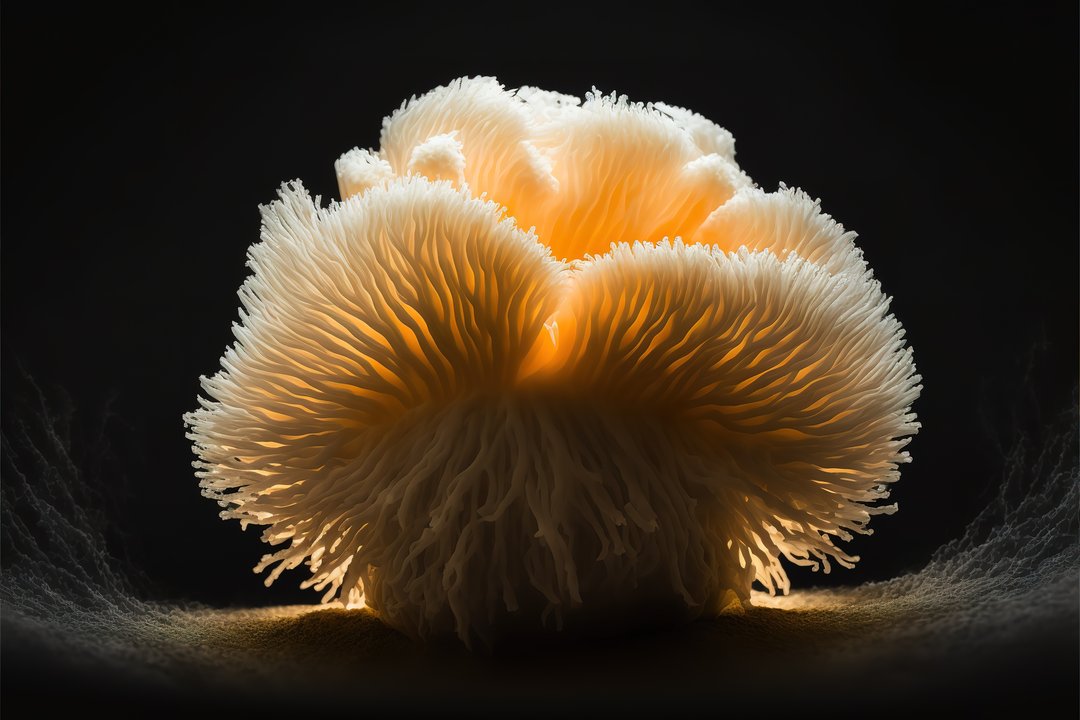 Lions mane mushroom lit up