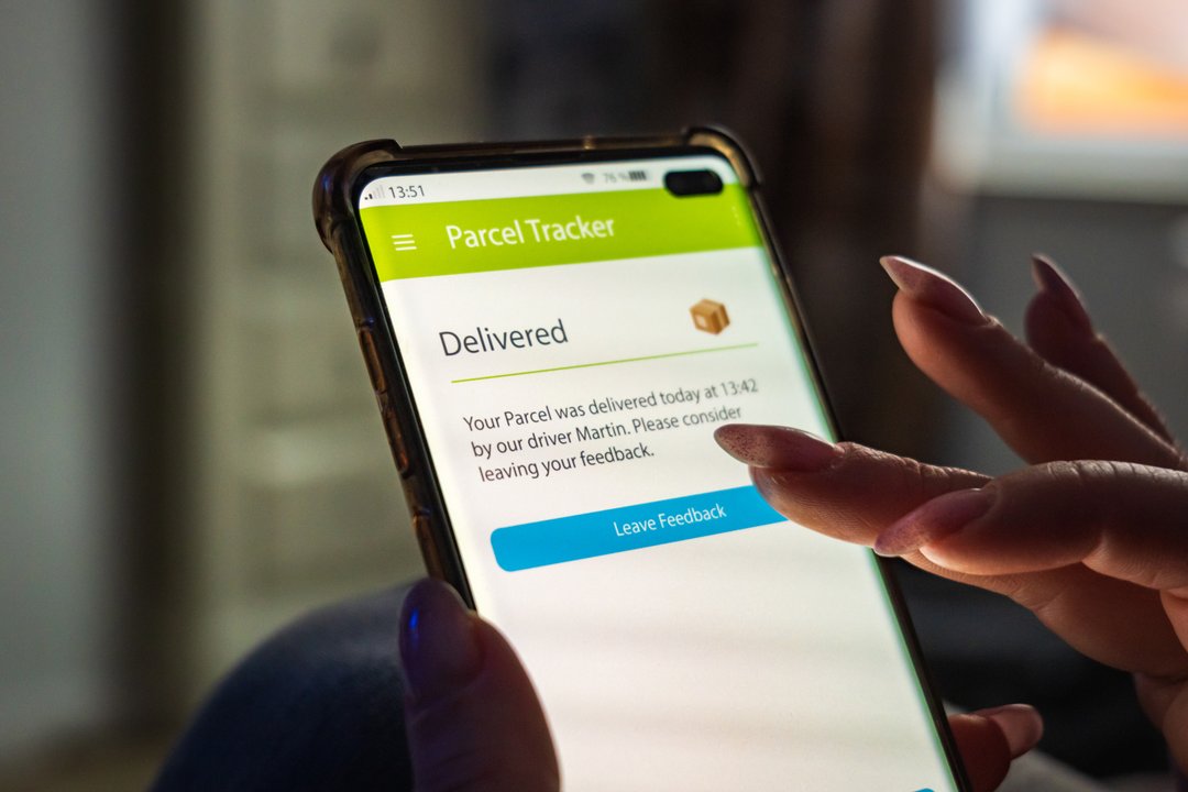 woman tracking her delivery on an app