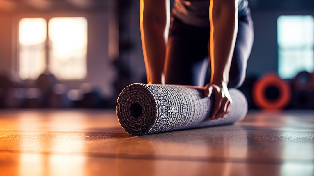 Setting out a yoga mat