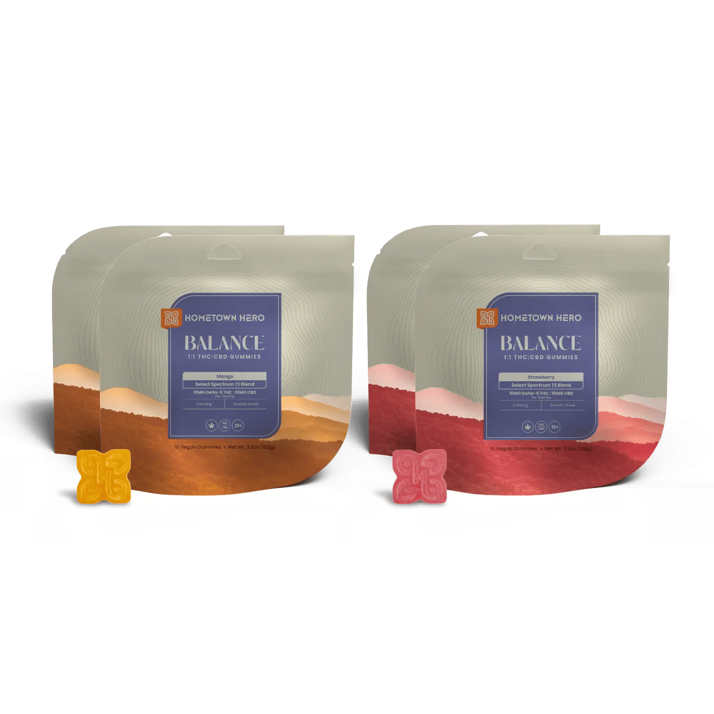 2 bags of Mango THC CBD Edibles and 2 bags of Strawberry THC CBD Edibles