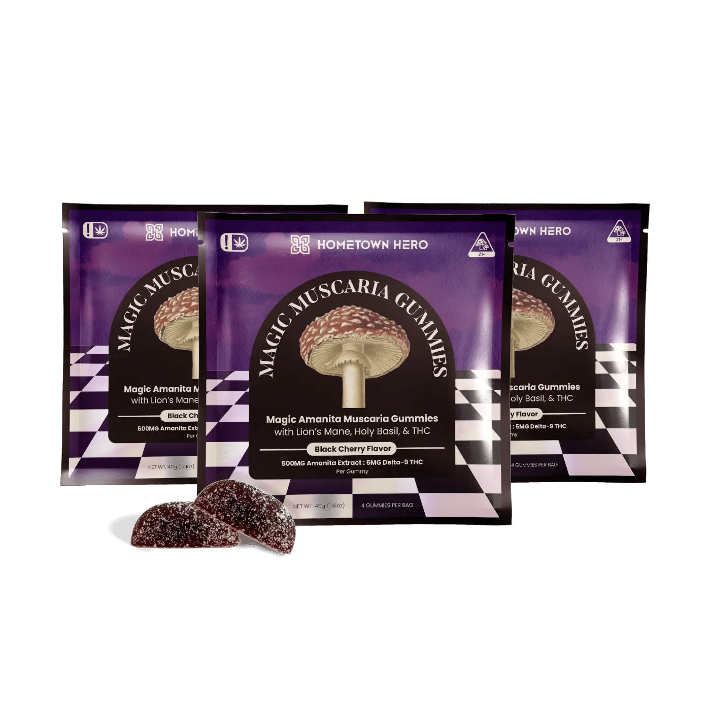 3 packs of black cherry thc mushrooom gummies