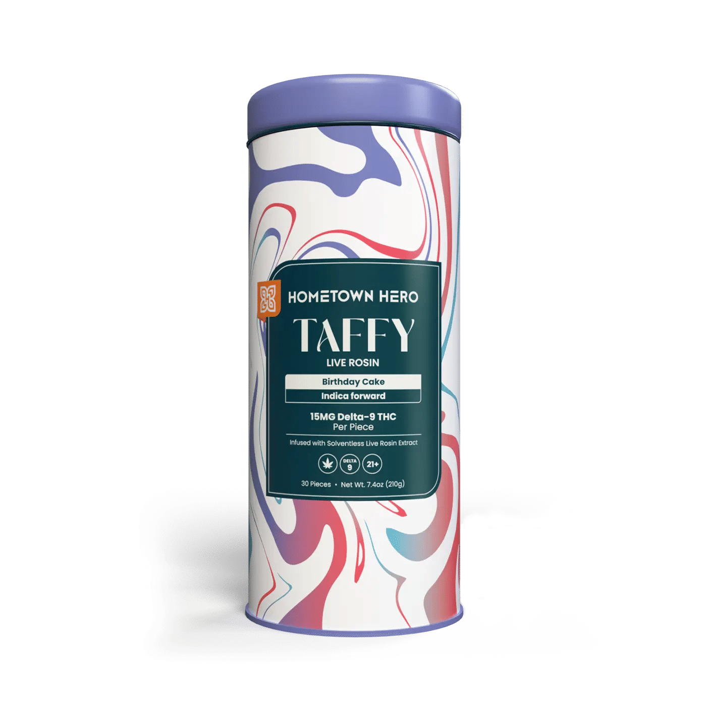large tin of birthday cake taffy