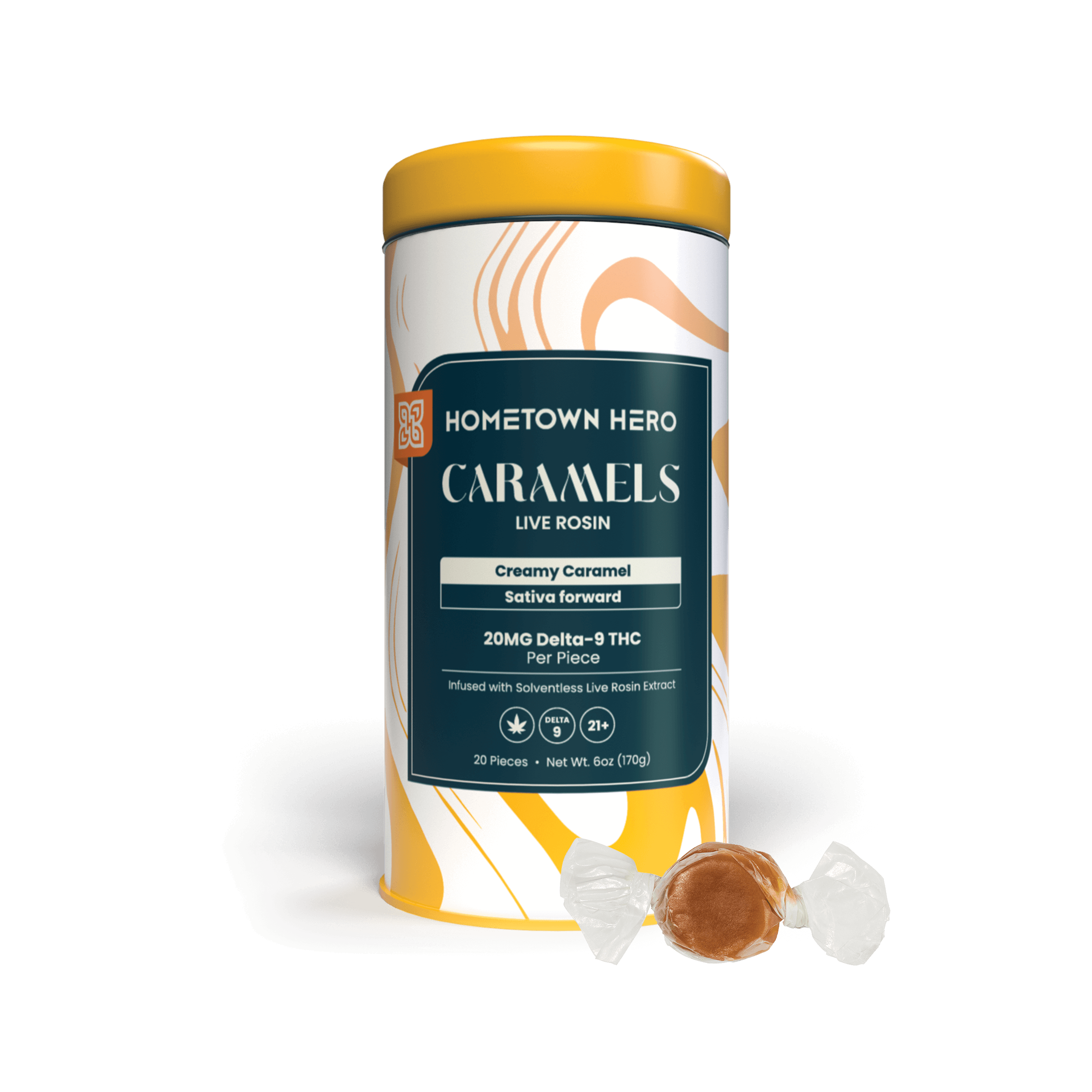 20 pc delta 9 caramel tins