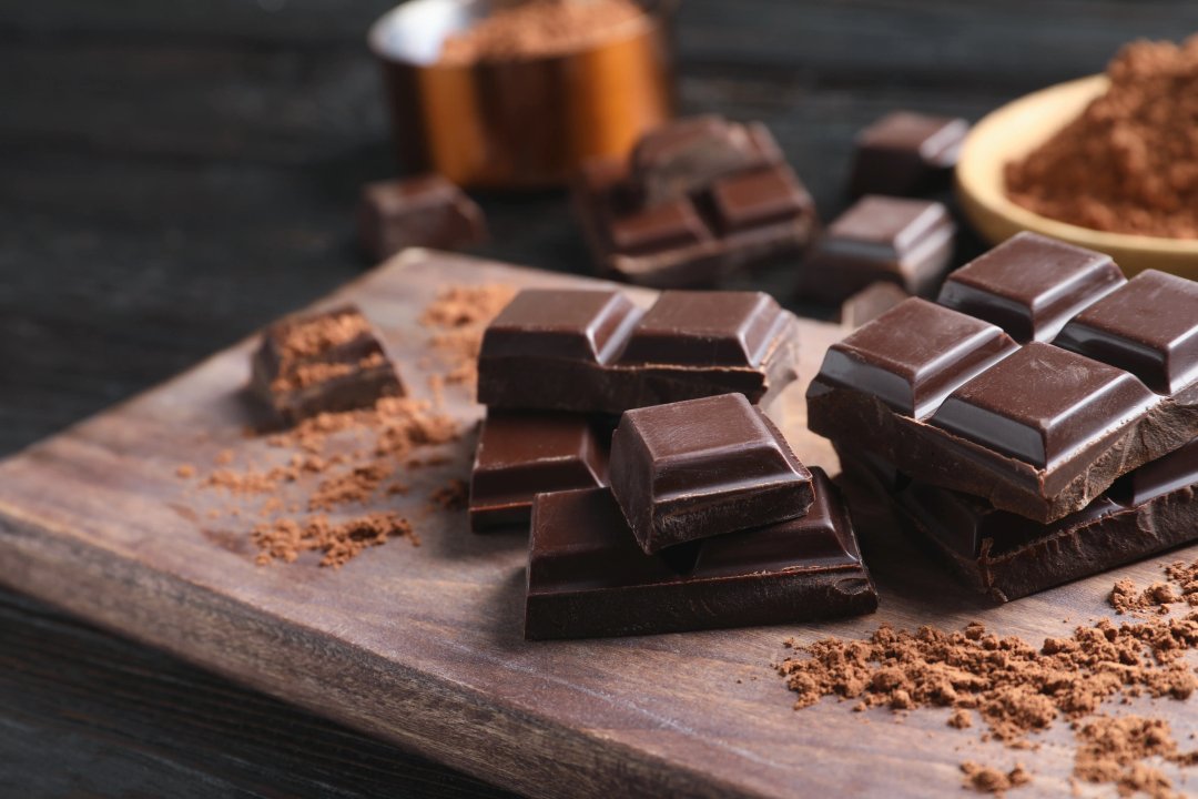 chocolate bars on a dark table