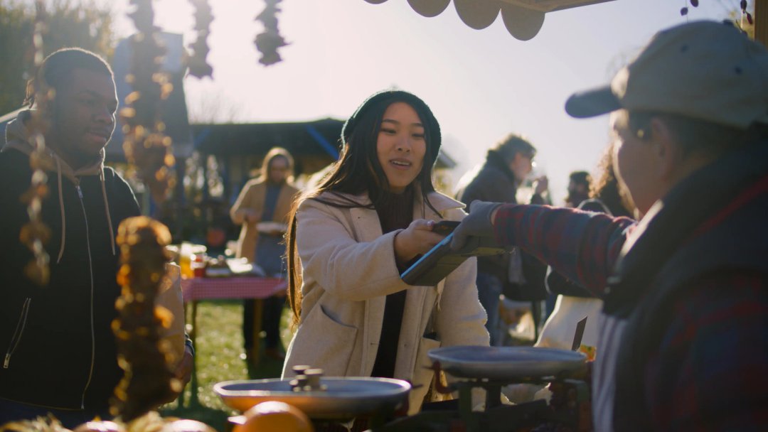 couple exploring a farmers market