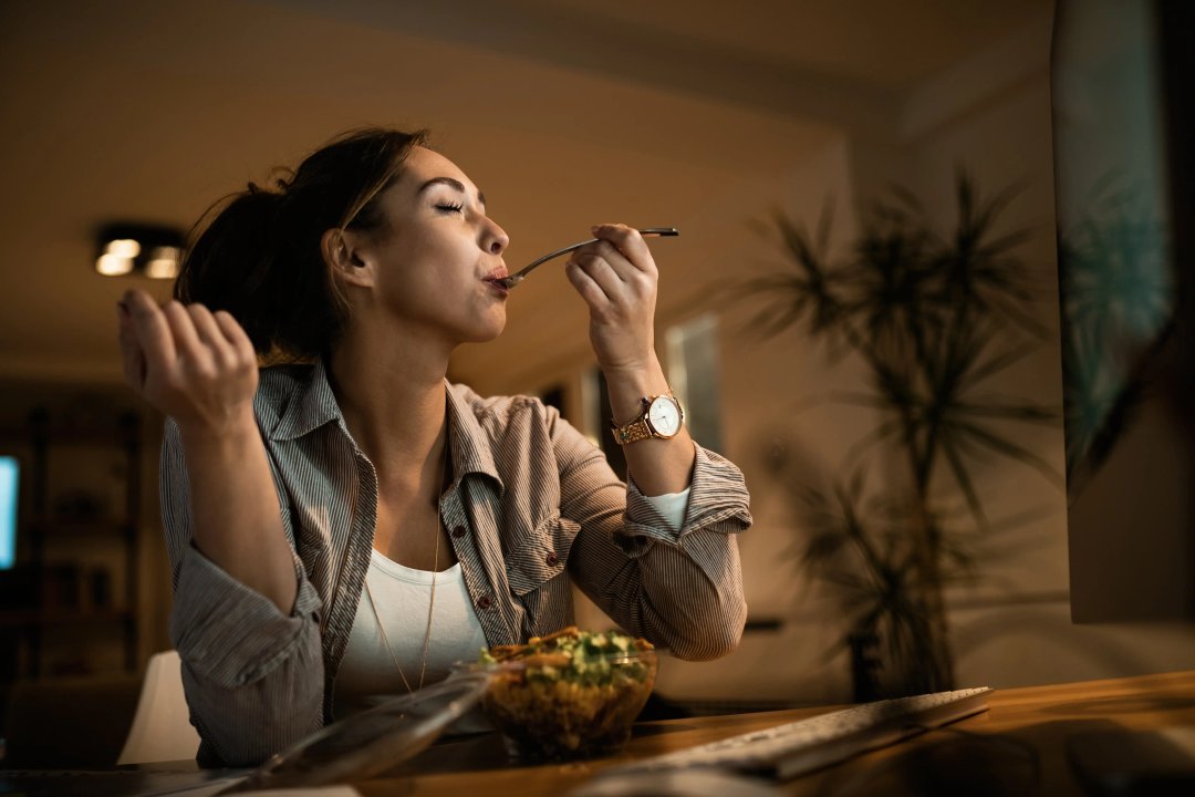 woman eating food