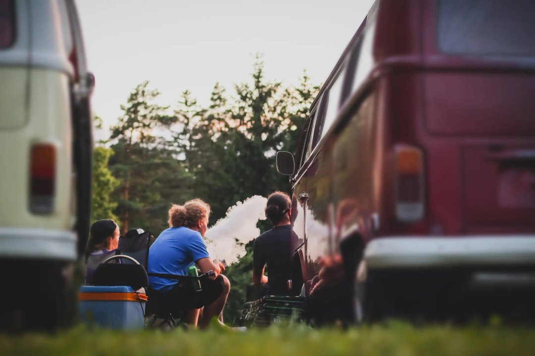 group of friends vaping outdoors