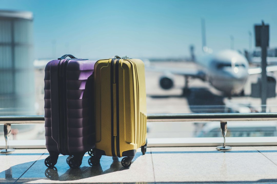 luggage by a plane