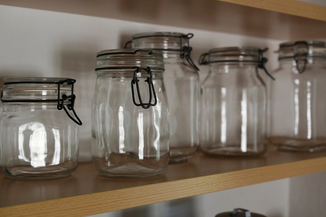 mason jars on a shelf