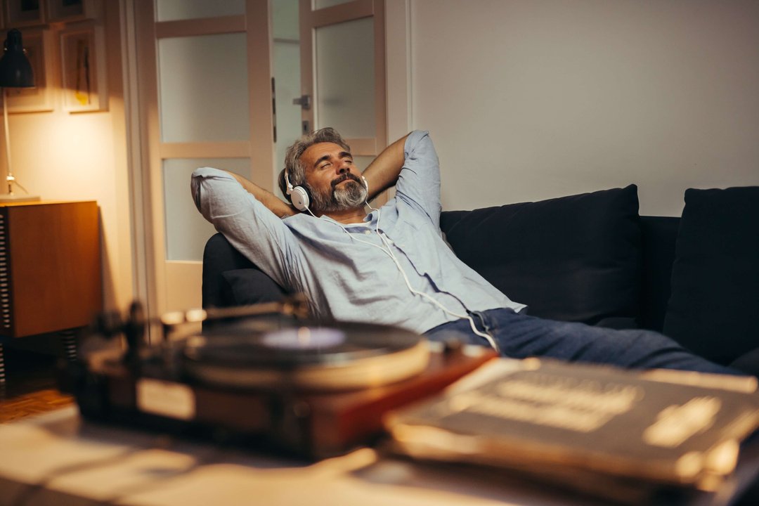 man listening to music