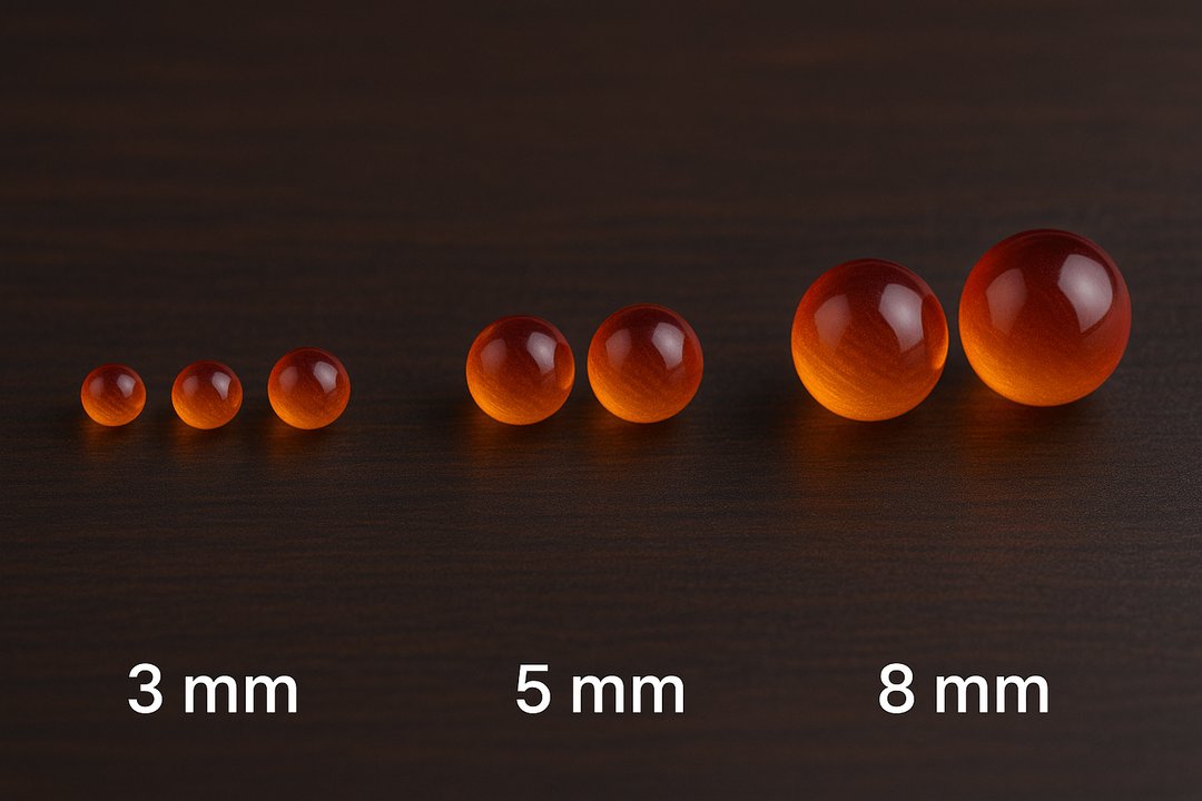 different sizes of terp pearls
