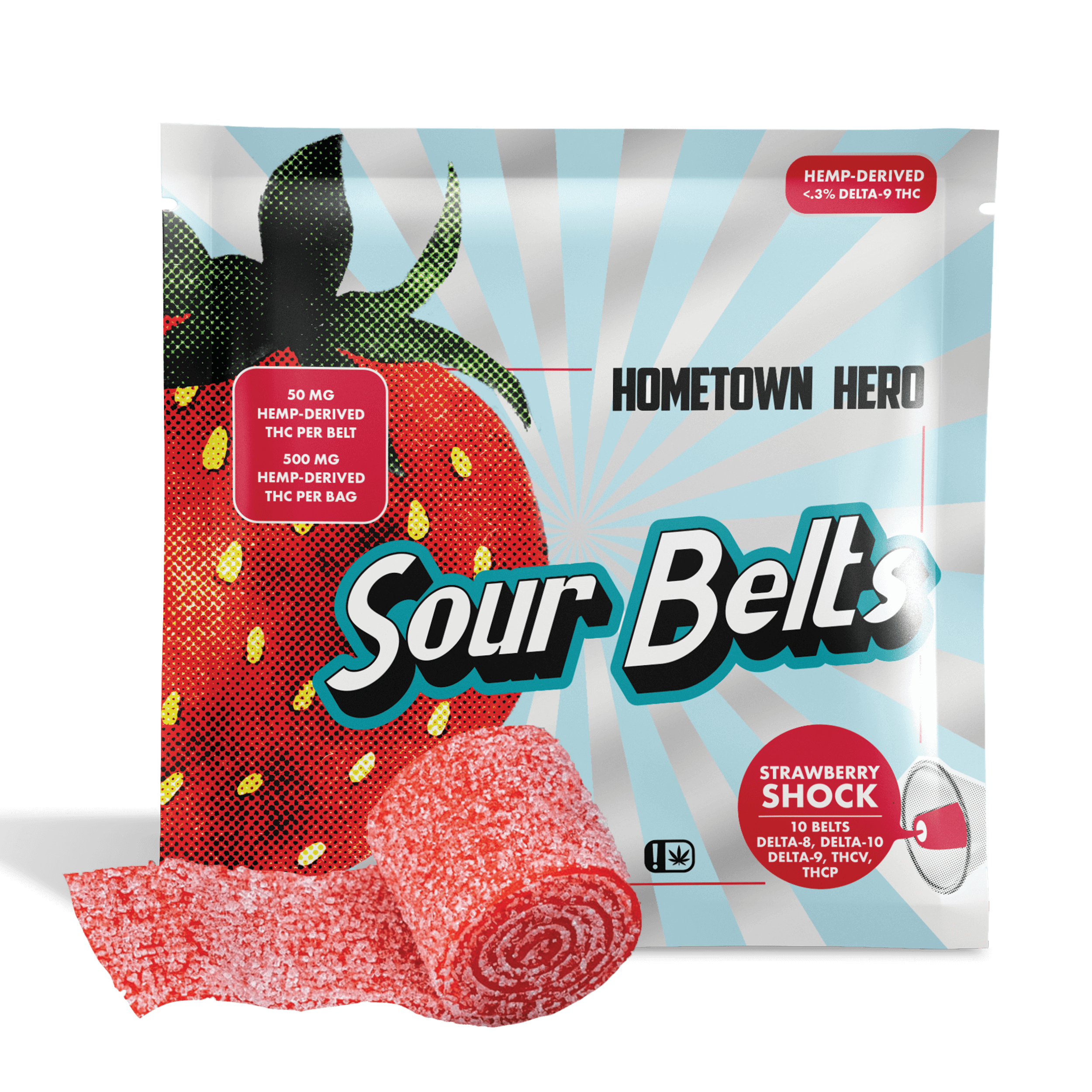 Strawberry Sour Belts package with candy