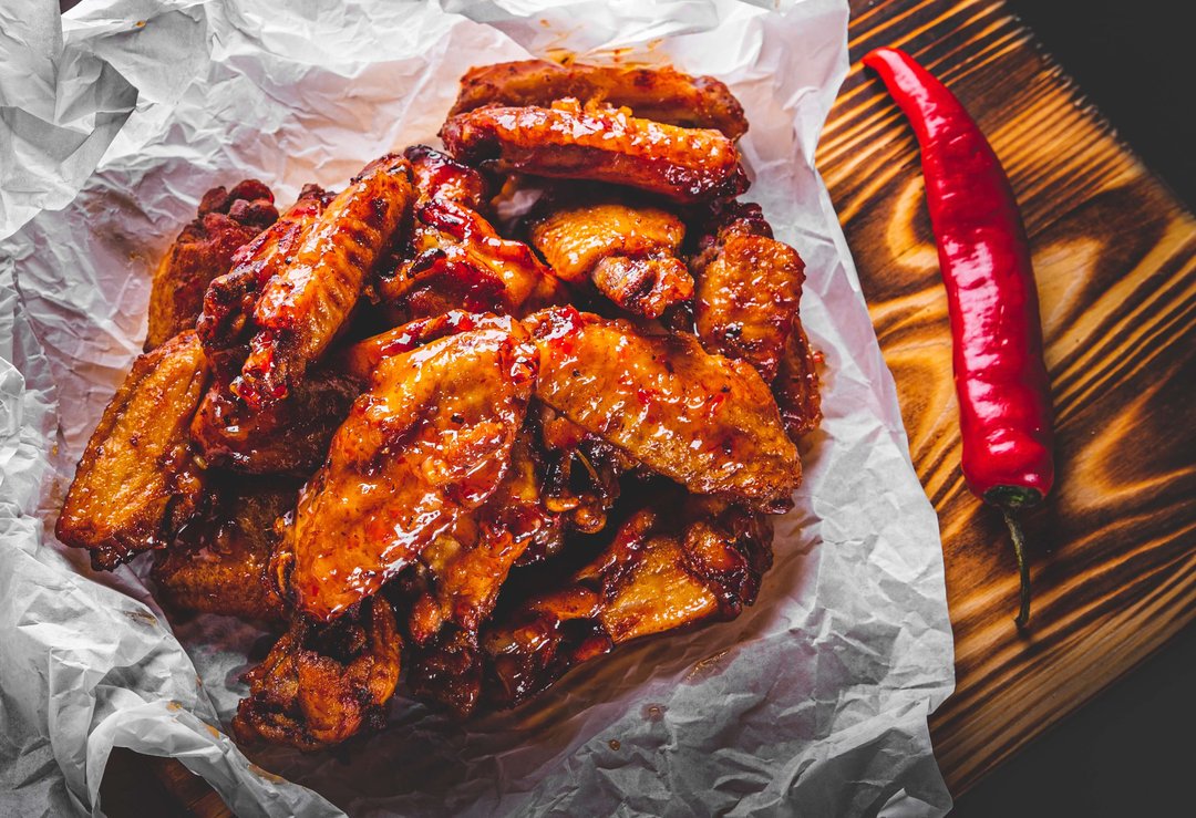 fried chicken wings with a pepper