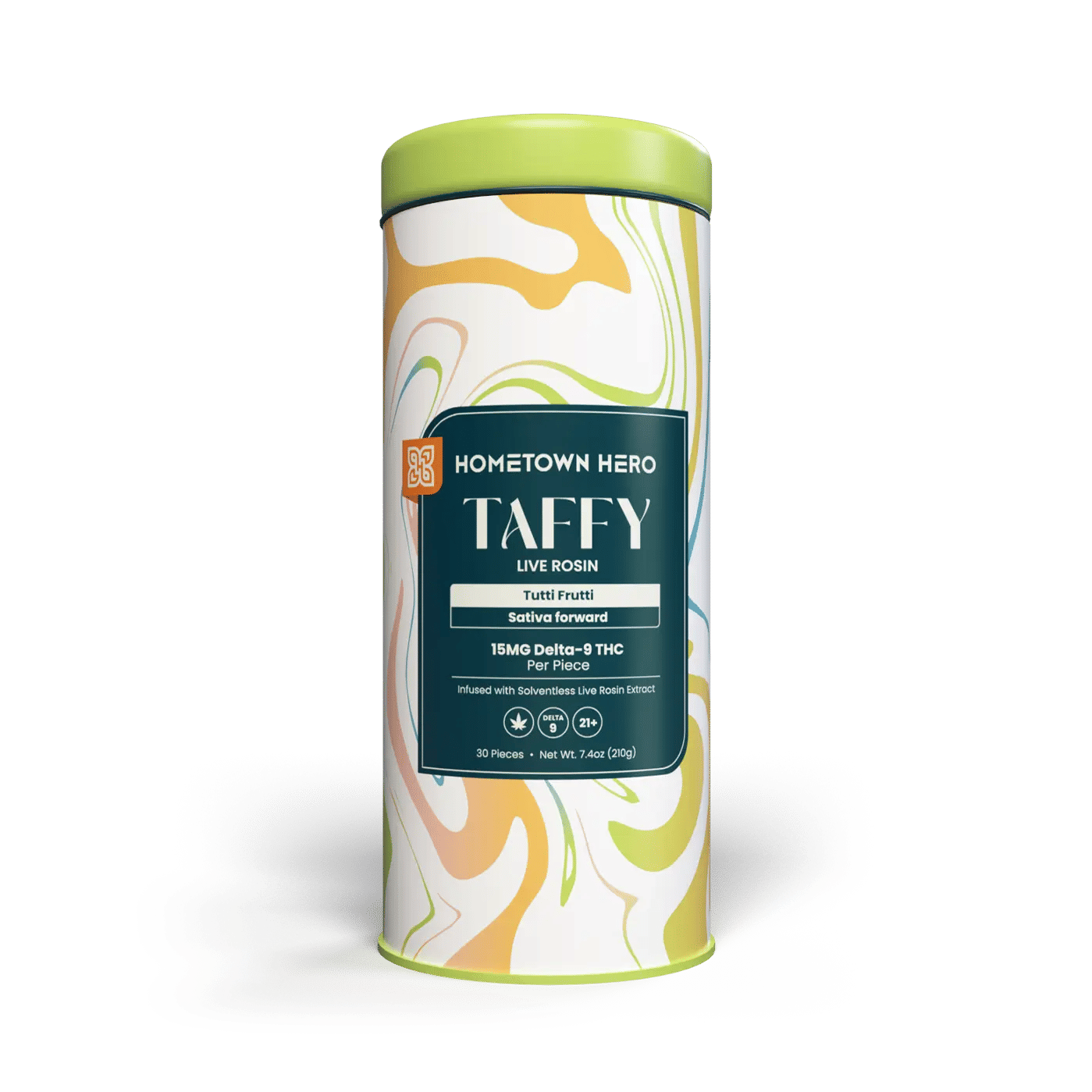 large tin of Tutti frutti taffy