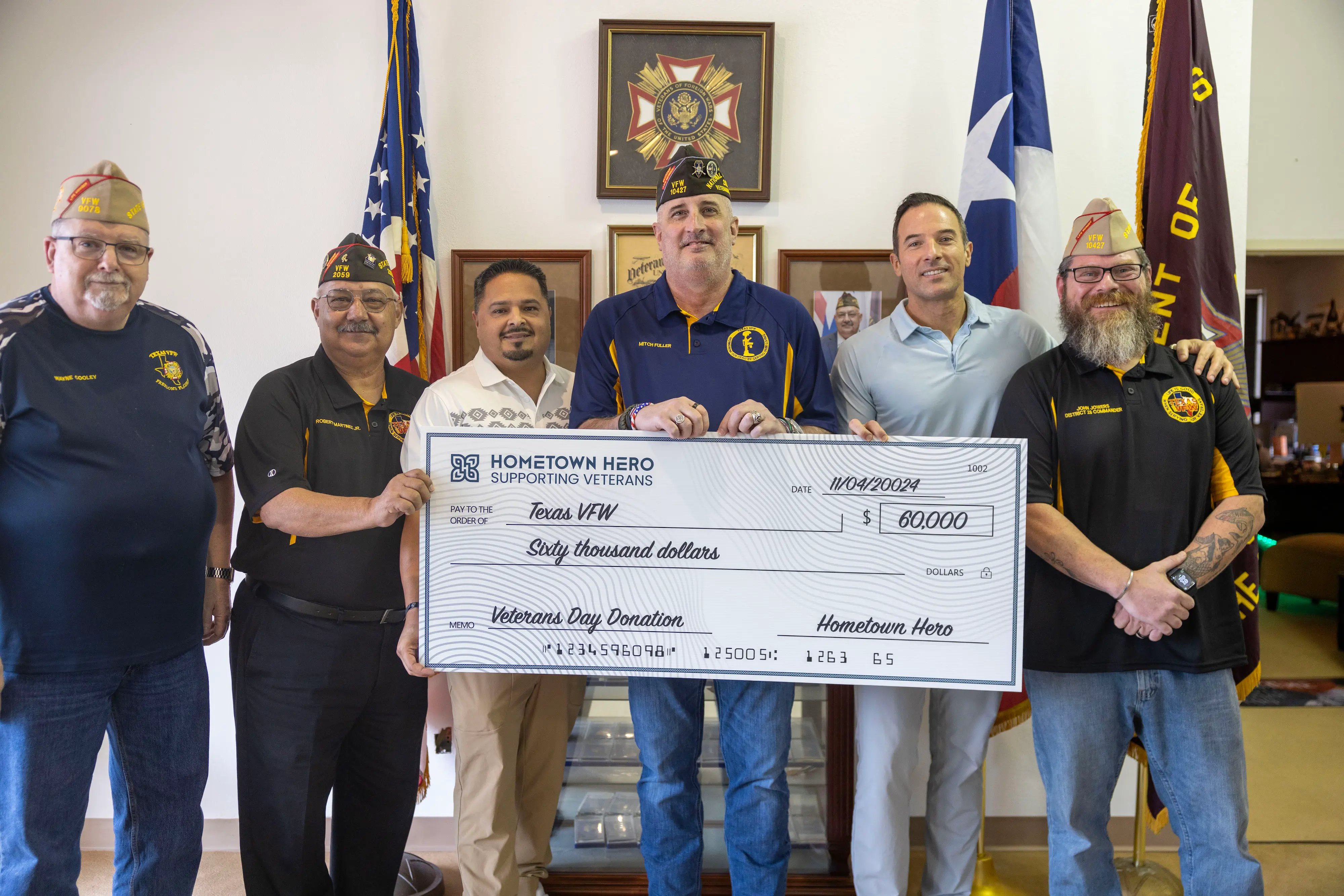 Hometown Hero Donates $60,000 to the Texas VFW