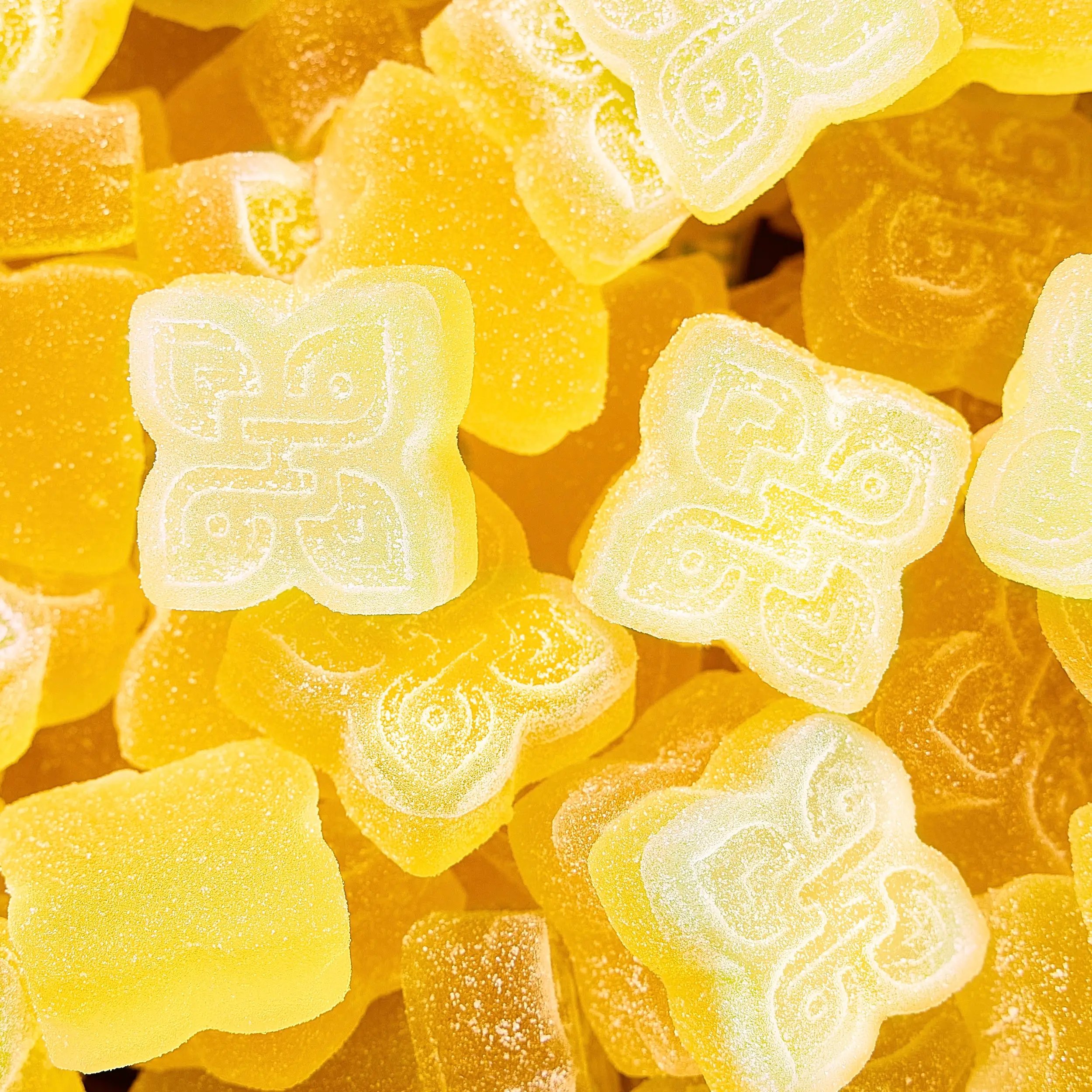 detailed shot of yellow gummies